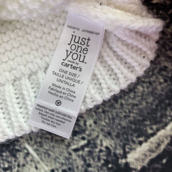 Carter's Just One You Infant One Size Easter Bunny Ears Hat Knit Crochet White - Picture 4 of 7